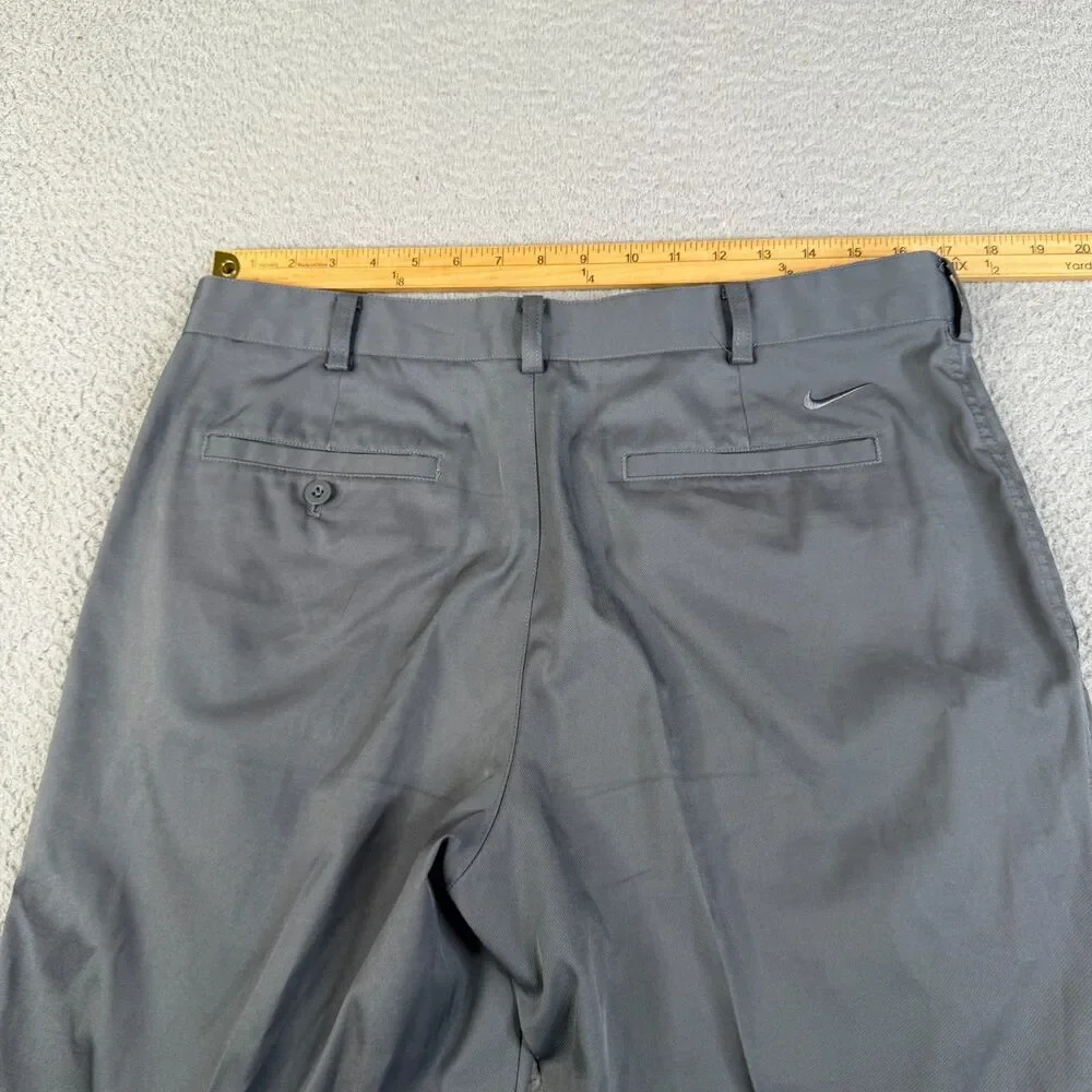 NIKE Golf Chino Pants Mens 34x32 Gray Dri Fit Performance Stretch Flat Front